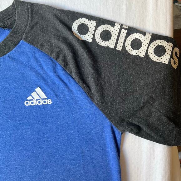 Adidas Big Kid’s Short Sleeve Crewneck T-shirt size M (10/12), Blue & Gray - Picture 4 of 6